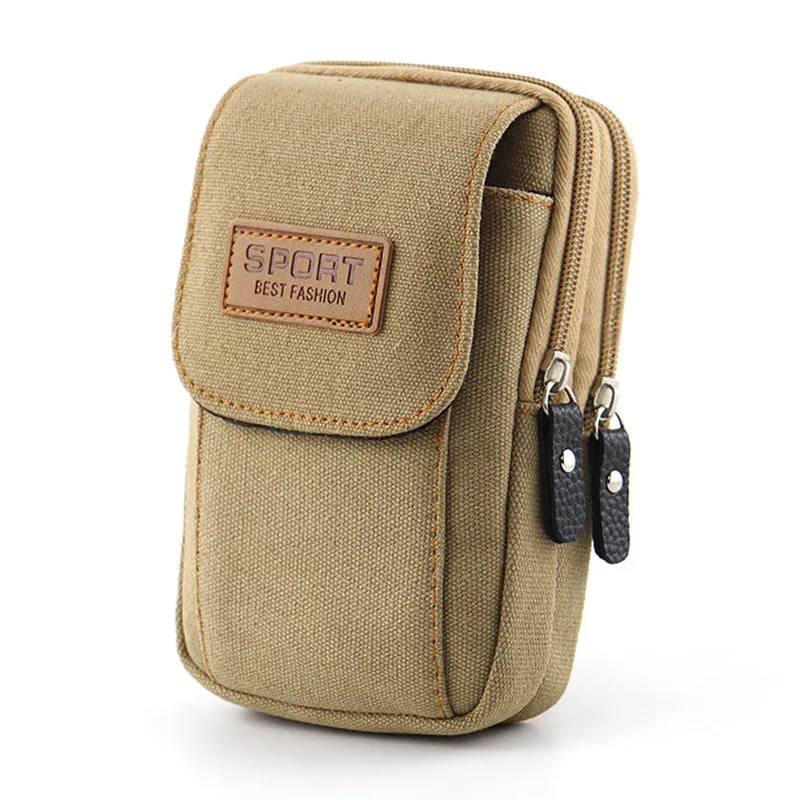 Mobile Phone Waist Bag Men's Belt Mobile Phone Case Belt Waist Bag Multi-Functional Canvas Mobile Phone Bag Hanging Bag