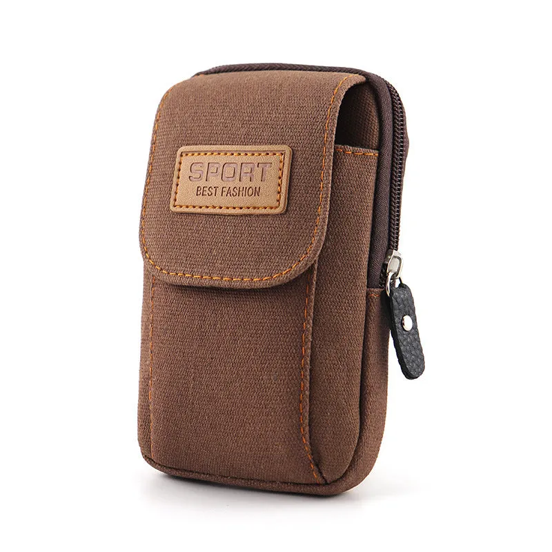 Mobile Phone Waist Bag Men's Belt Mobile Phone Case Belt Waist Bag Multi-Functional Canvas Mobile Phone Bag Hanging Bag