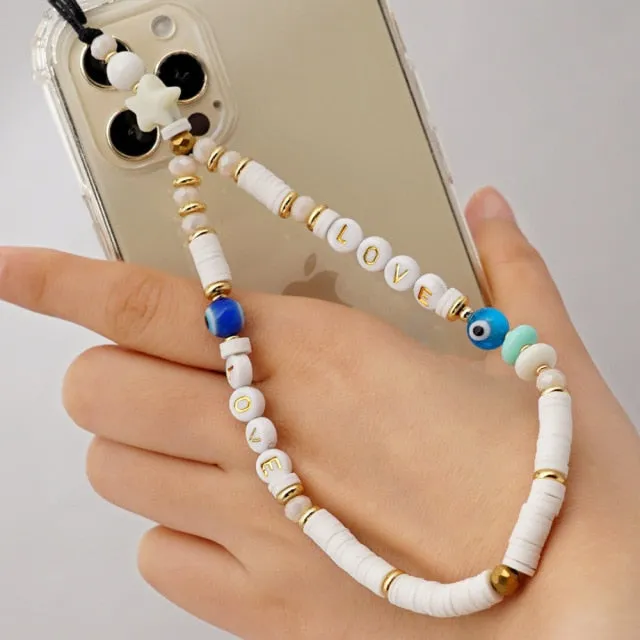 Mobile Strap Phone Charm Beads Colorful Letter Beaded Phone Chain 2021 LOVE Telephone Jewelry For Women Anti Lost Lanyard Gift| |