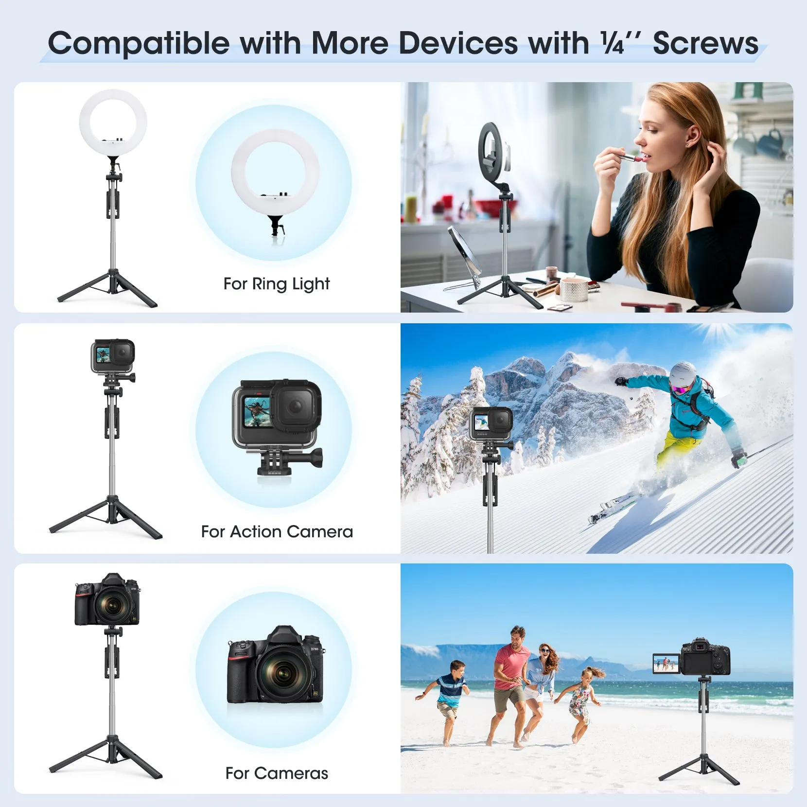 Mpow All in One Extendable Phone Tripod Stand with Bluetooth Remote,Stable Bracket