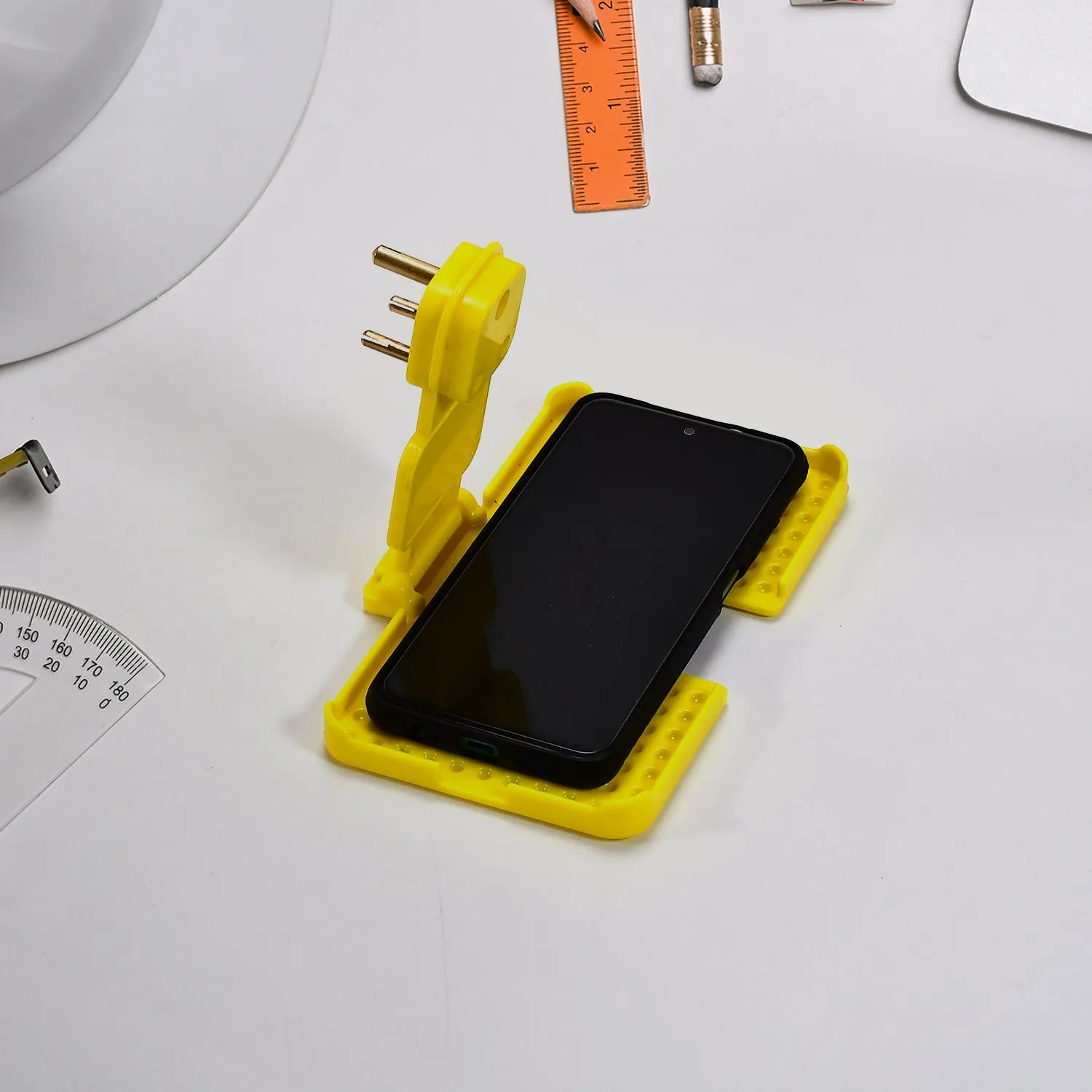 Multi-Purpose Wall Holder Stand for Charging Mobile Just Fit in Socket and Hang (Yellow)