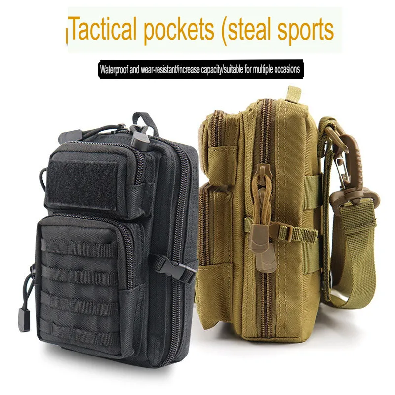 New 7-inch multi-functional waist bag with large capacity for outdoor use, waterproof Oxford cloth tactical mobile phone waist bag