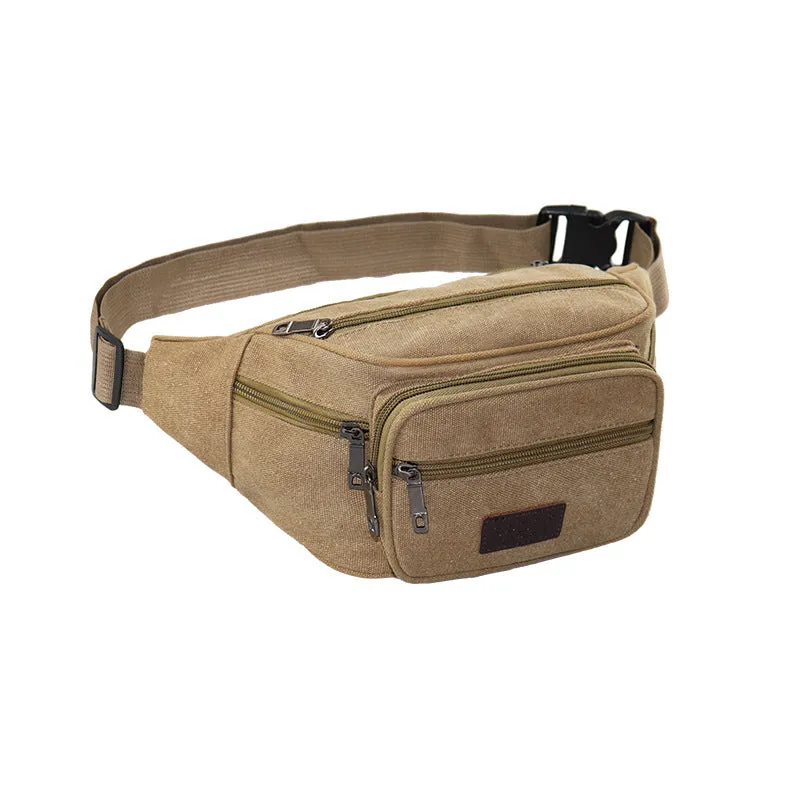 New canvas cashier business waist bag men's money collection mobile phone waist bag multi-layer collection large capacity bag