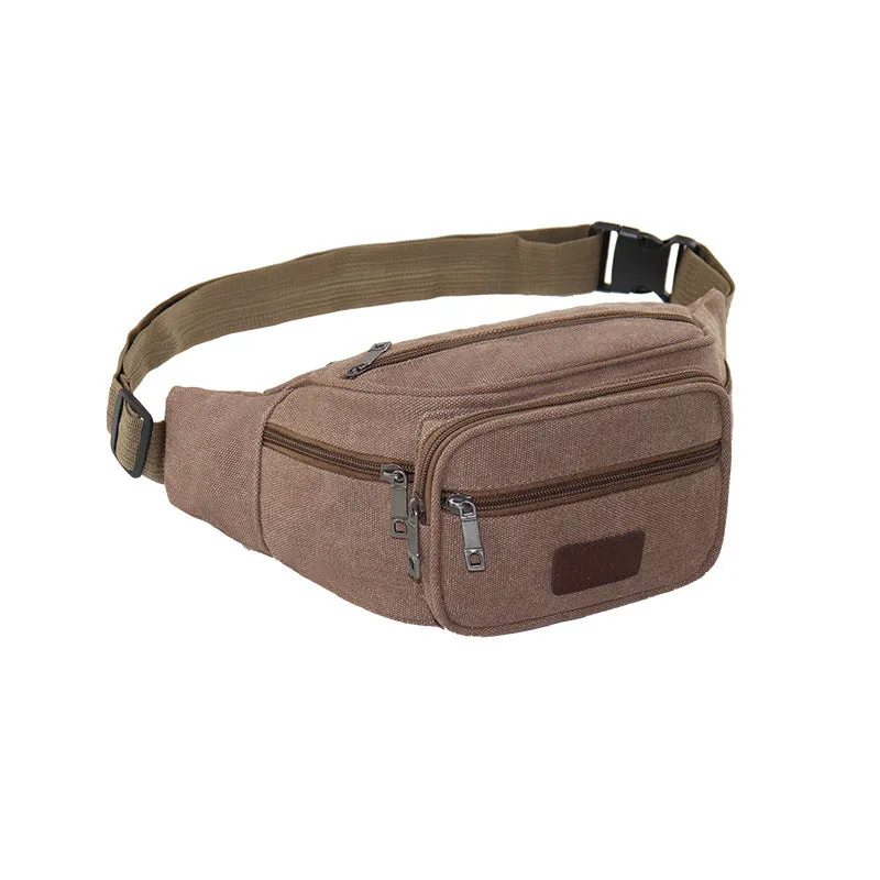 New canvas cashier business waist bag men's money collection mobile phone waist bag multi-layer collection large capacity bag