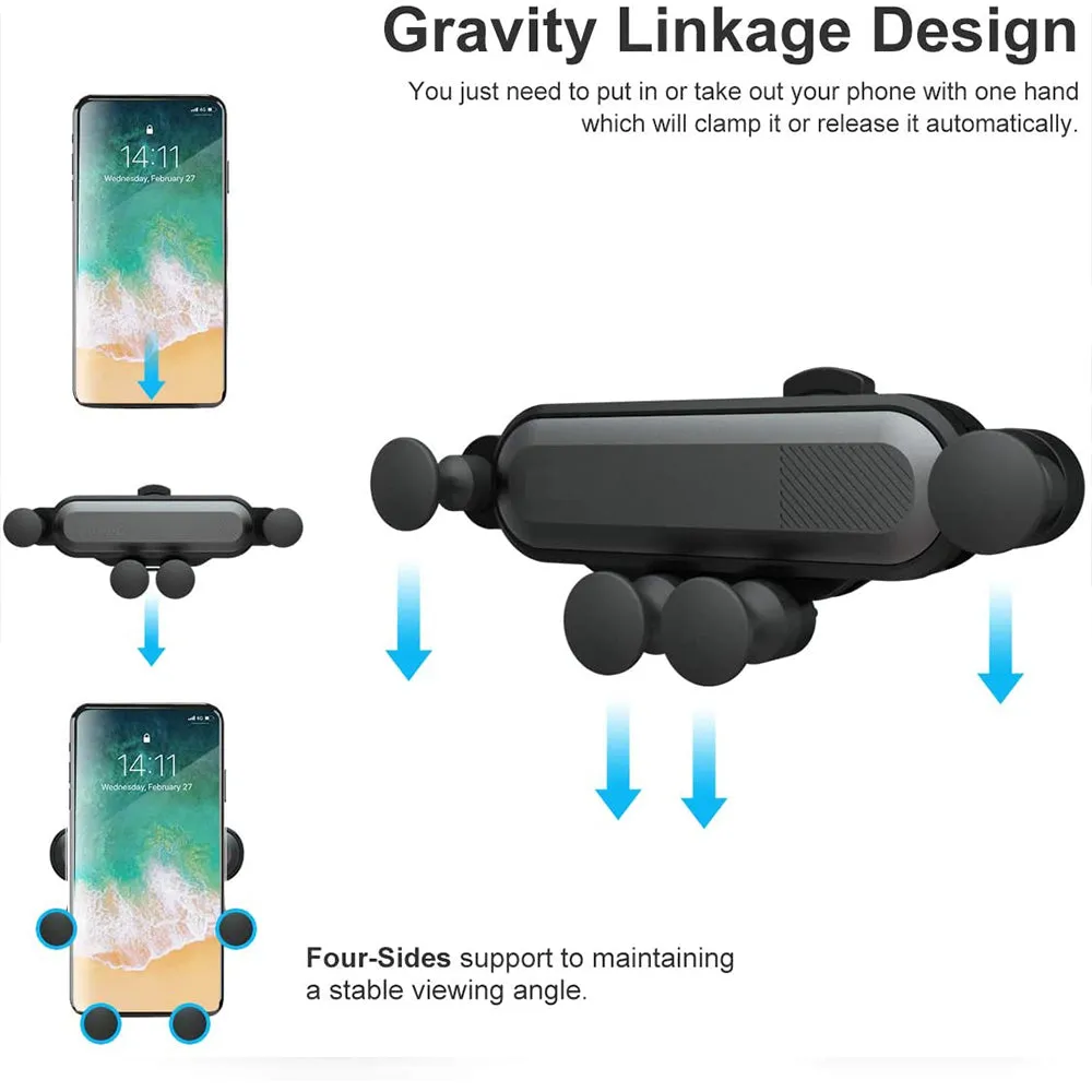 Non-Magnetic Gravity Mobile Phone Holder in Car Air Vent for 6.5 inches phones