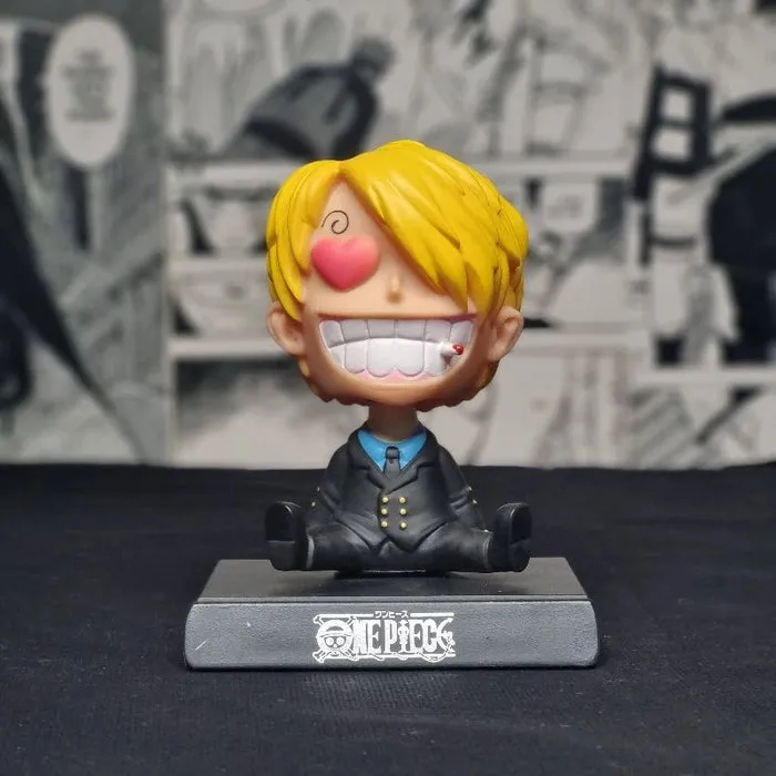 One Piece | Vinsmoke Sanji Bobblehead With Mobile Holder | Car Dashboard, Work Desk, Study Table | 13.5 Cm |