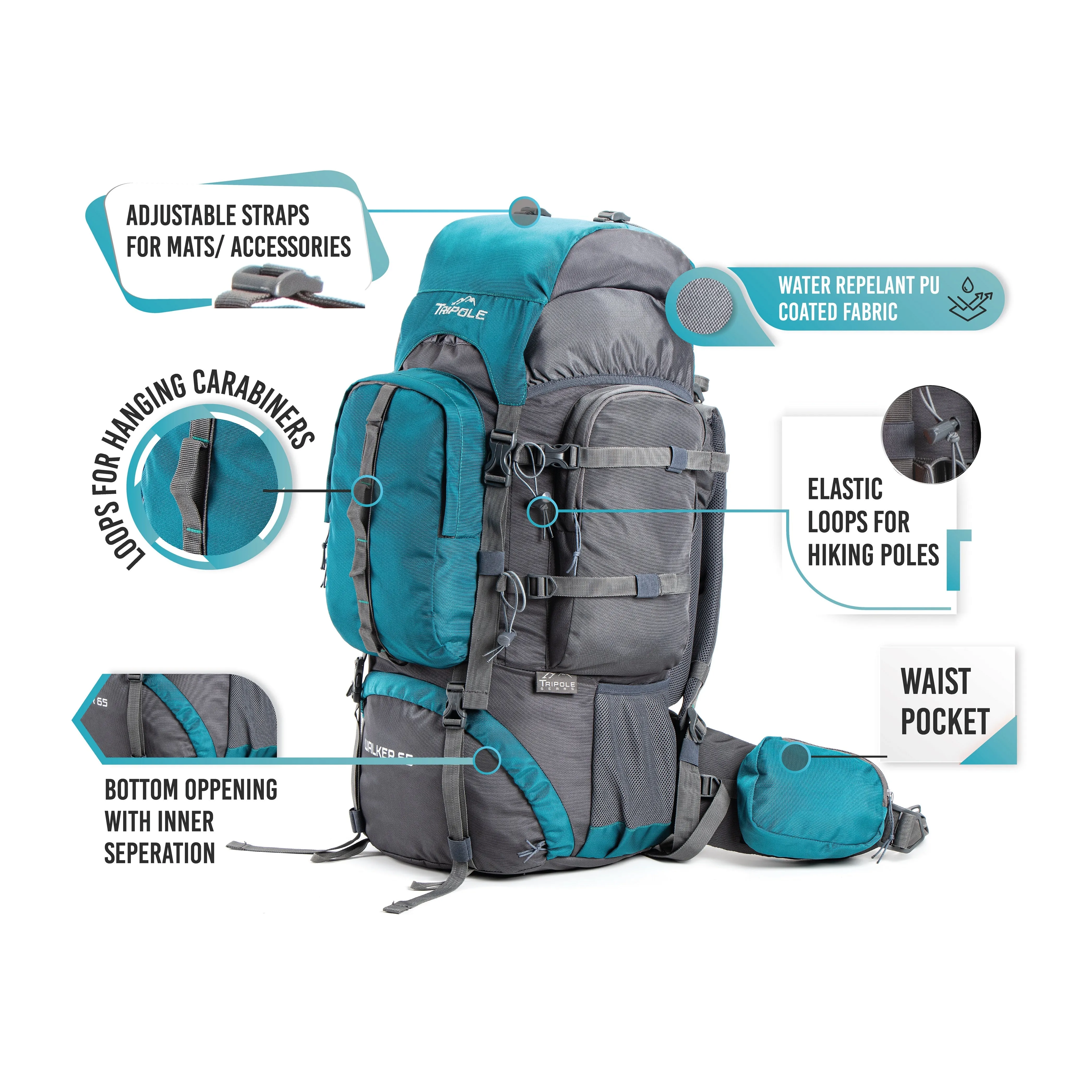 REFURSBISHED Walker 65 and 55 Litres - Trekking and Backpacking Internal Frame Rucksack