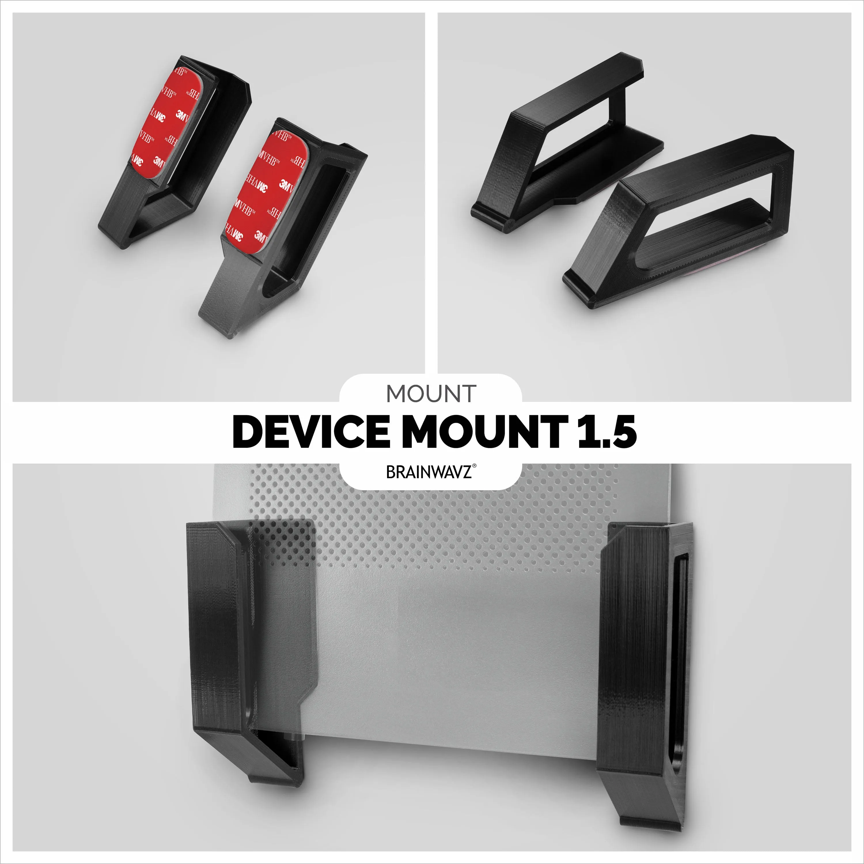 Screwless Wall mount for Routers, Cable Boxes and more - Devices up-to 1.5"/ 38mm Thick