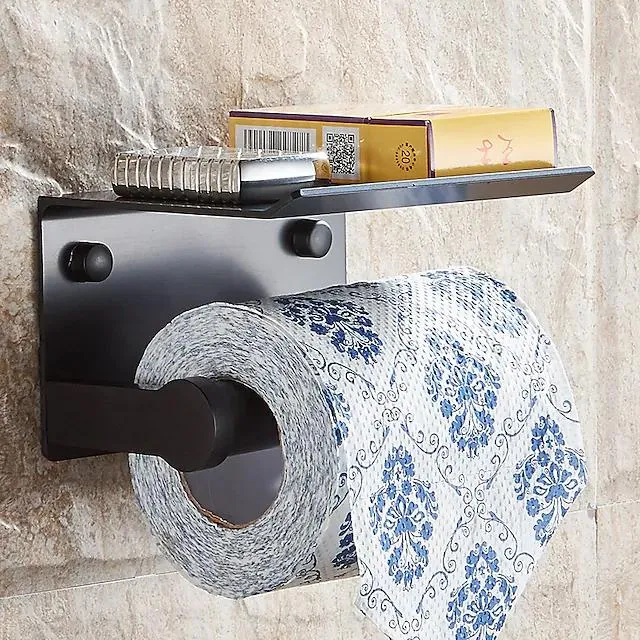 Self-adhesive Toilet Paper Holder With Shelf