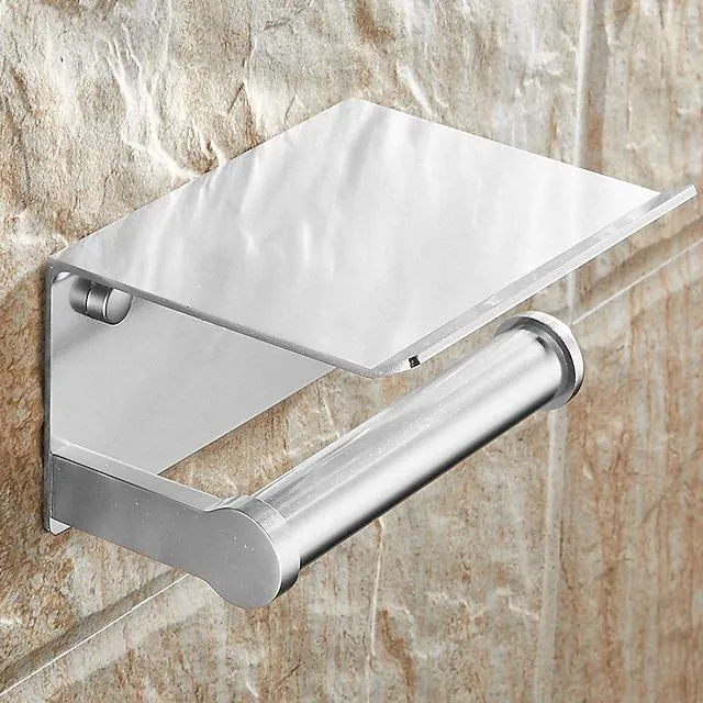 Self-adhesive Toilet Paper Holder With Shelf