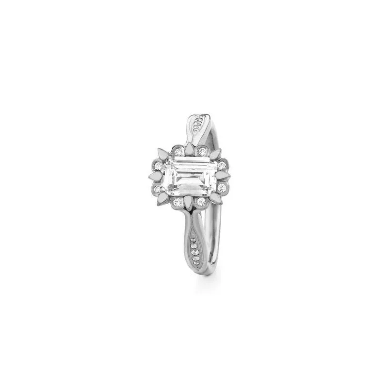 Snowdrop Emerald-Cut Diamond Engagement Ring