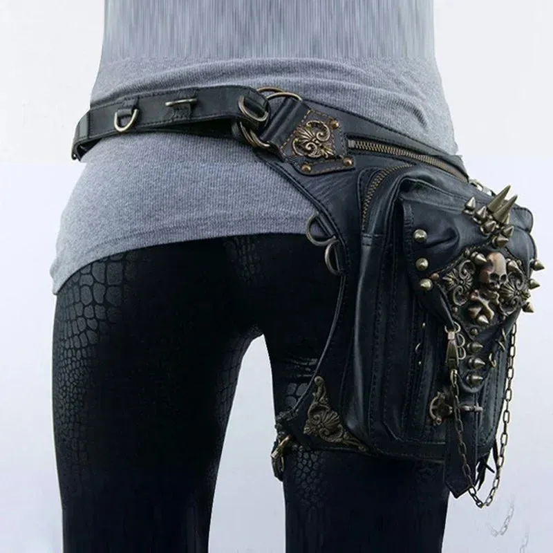 Steam Hip Belt Mobile Fanny Phone Messenger Punk Gothic Leg Waist Bag