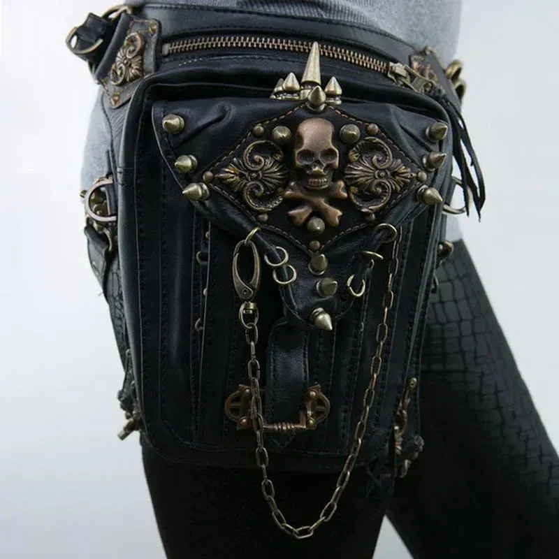 Steam Punk Gothic Waist Leg Hip Belt Mobile Phone Messenger Fanny Bag