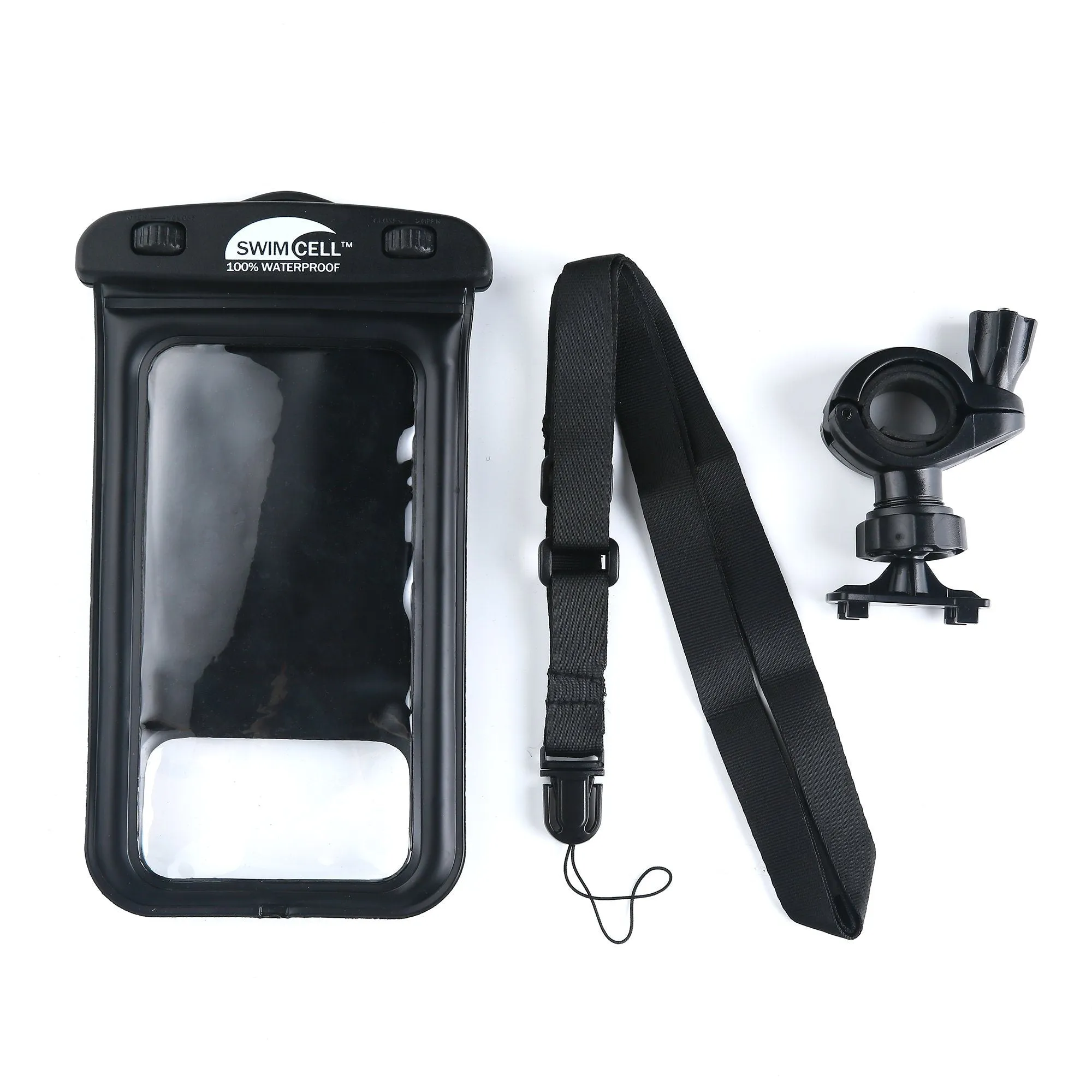 SwimCell Phone Holder Bike Waterproof Case - Handlebar Mount. (10cm x 16cm)