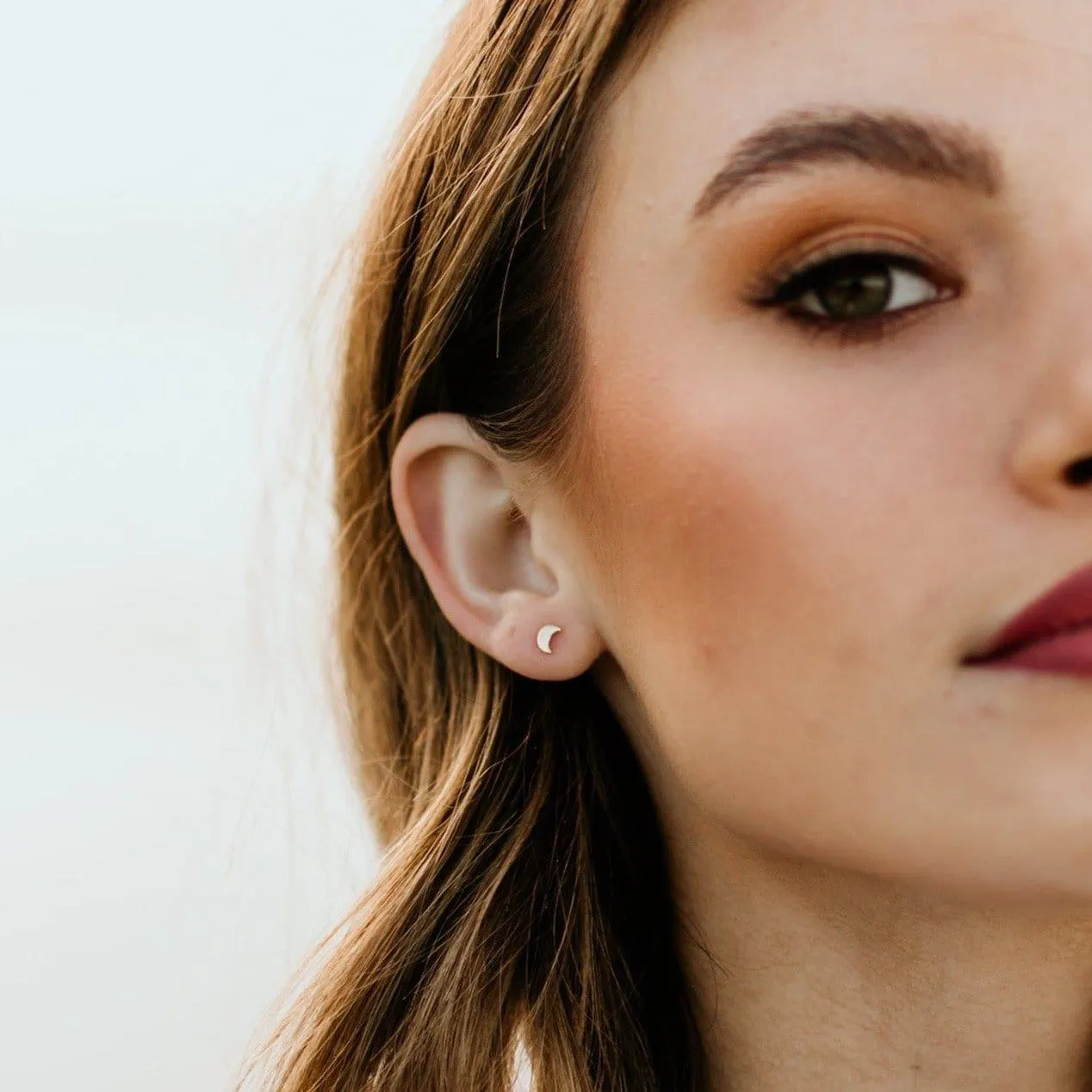 Tiny Moon Stud Earrings