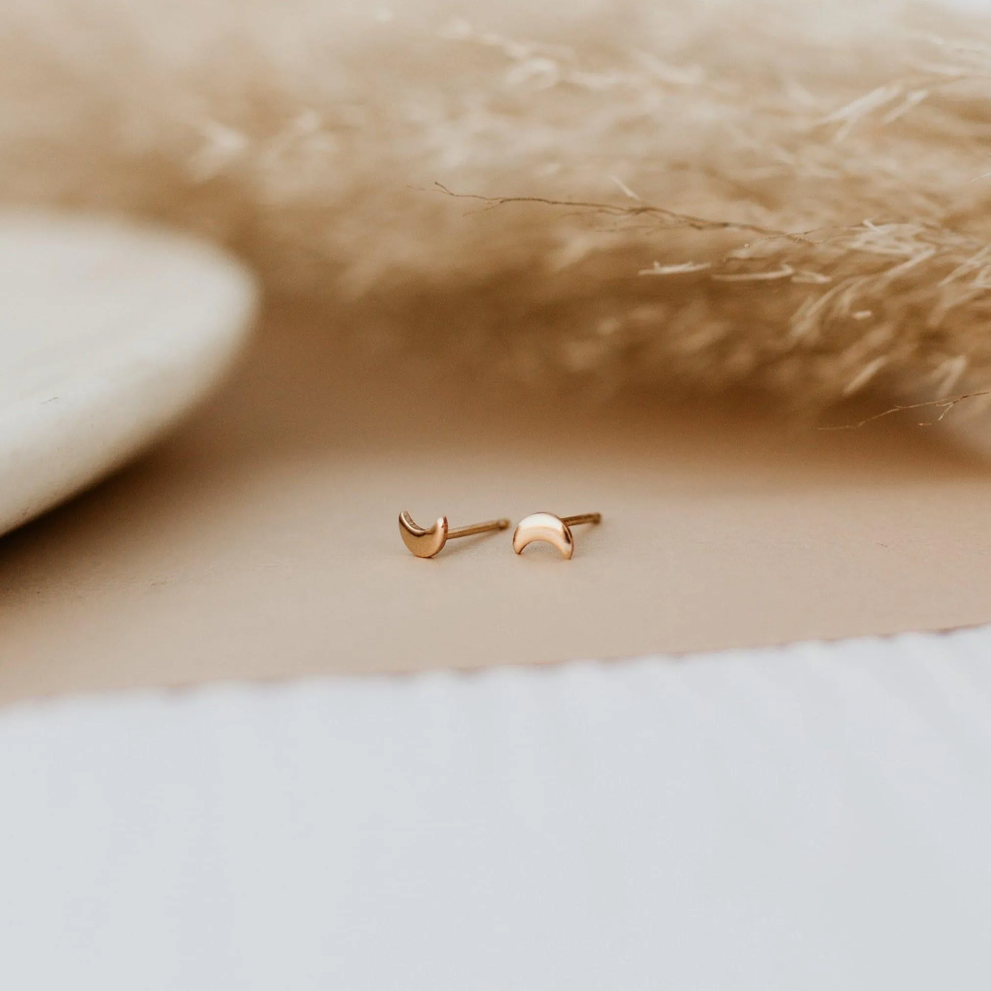 Tiny Moon Stud Earrings