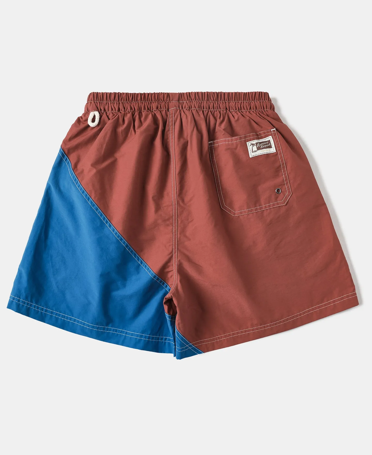 Two-Tone Beach Swim Trunks - Barn Red/Blue