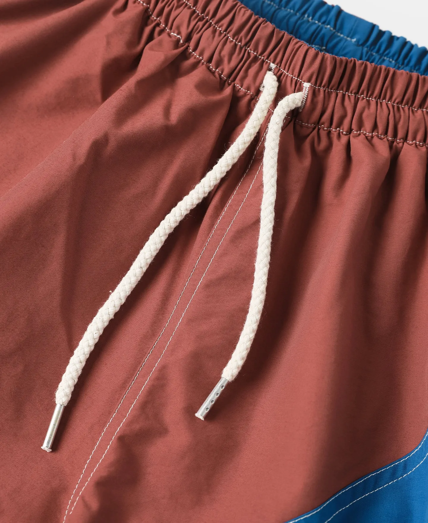 Two-Tone Beach Swim Trunks - Barn Red/Blue