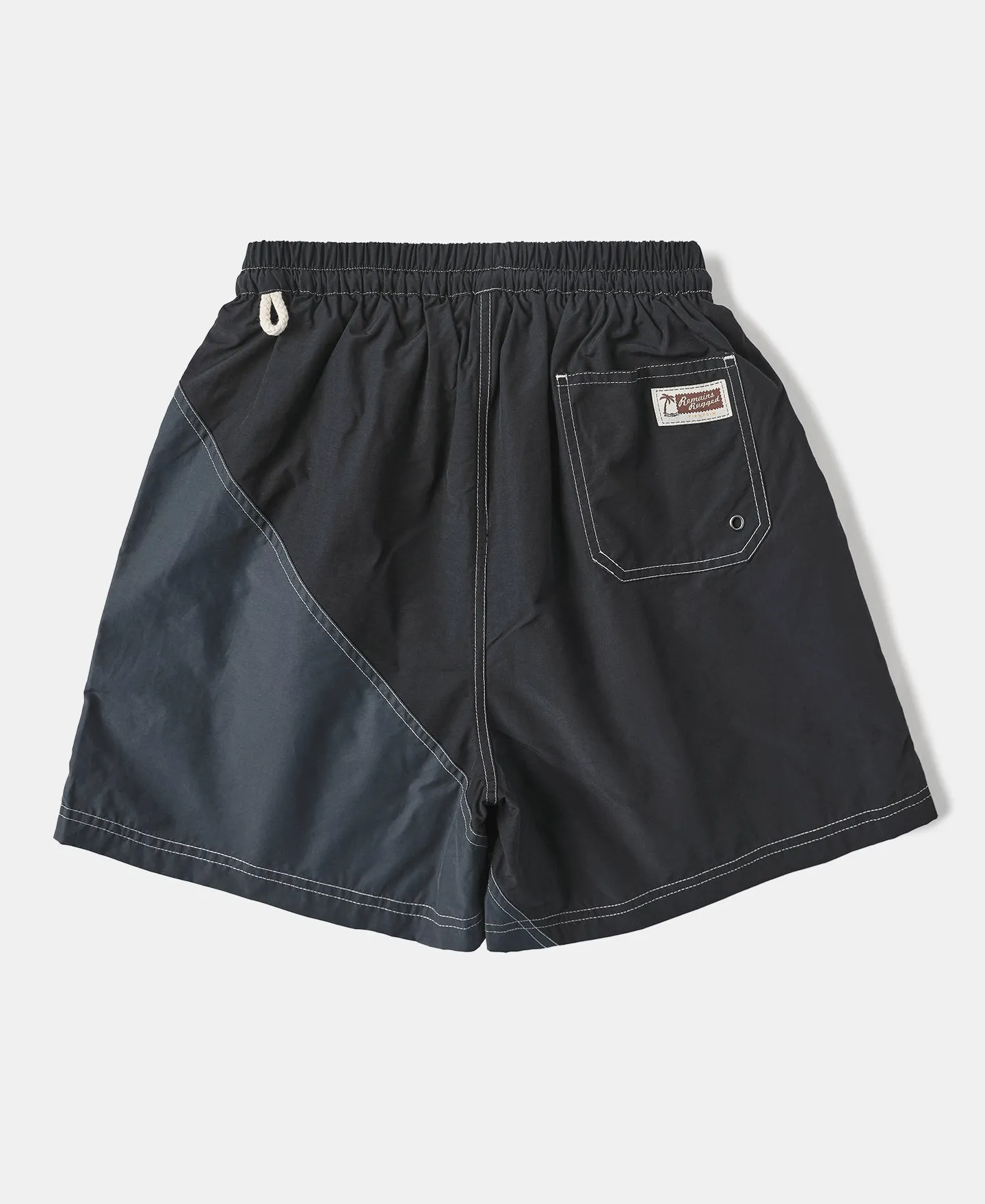 Two-Tone Beach Swim Trunks - Black/Dark Gray