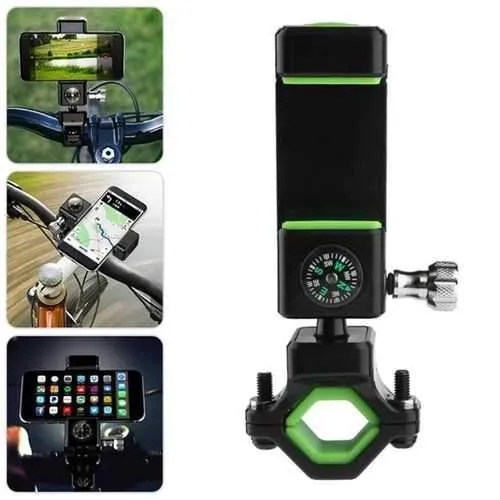 Universal Anti-slip LED Light Compass Bicycle Bike Handlebar Holder for iPhone Xiaomi Mobile Phone