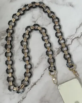 Universal Phone Chain Black Marble