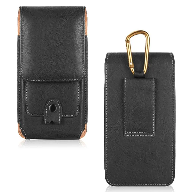 Universal Pouch Leather phone Case For iphone XS X 6 7 8 plus Waist Bag Magnetic holster Belt Clip phone cover for redmi 5 plus