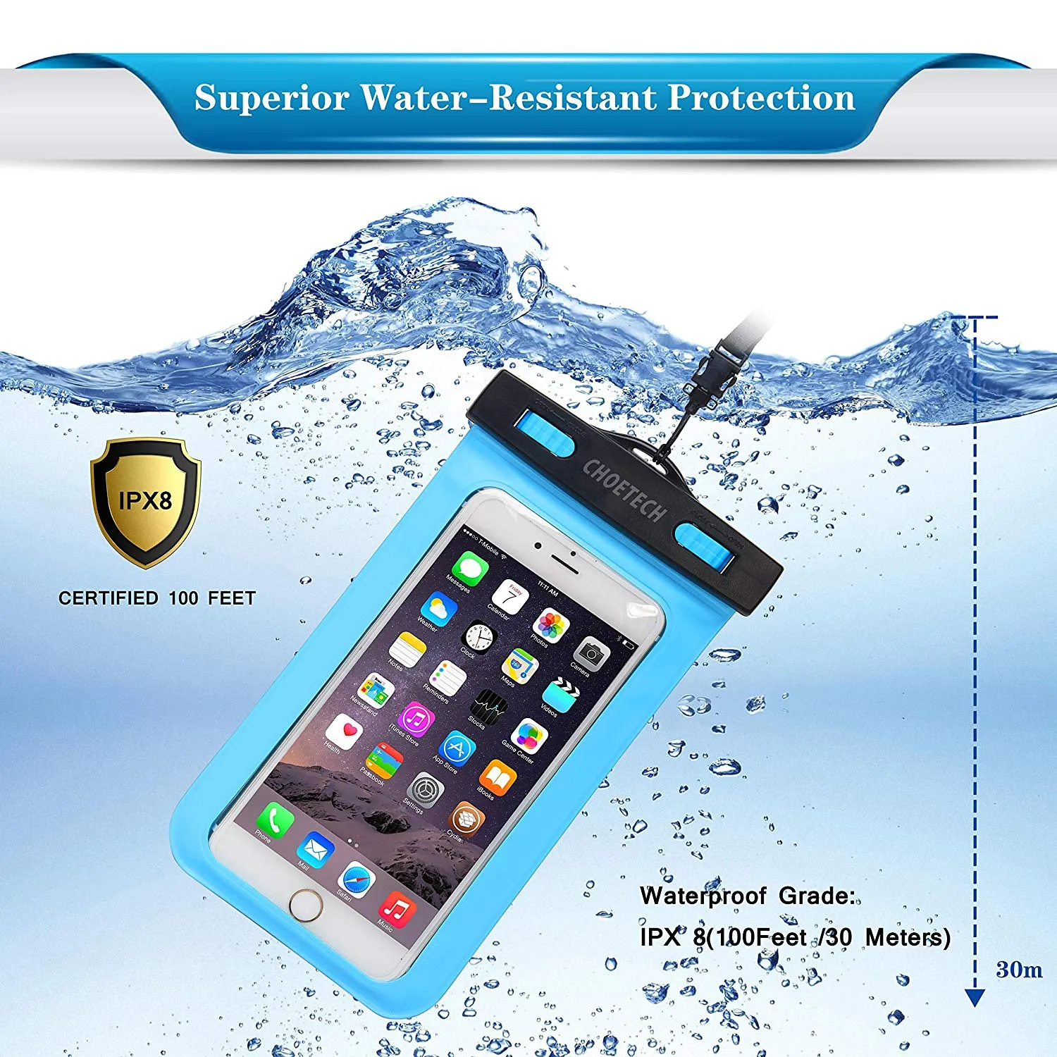 Universal WaterProof Cell Phone Pouch 2-Pack Water Phone Cases Full Protection