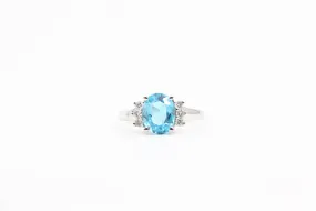 White Gold Oval Blue Topaz Ring